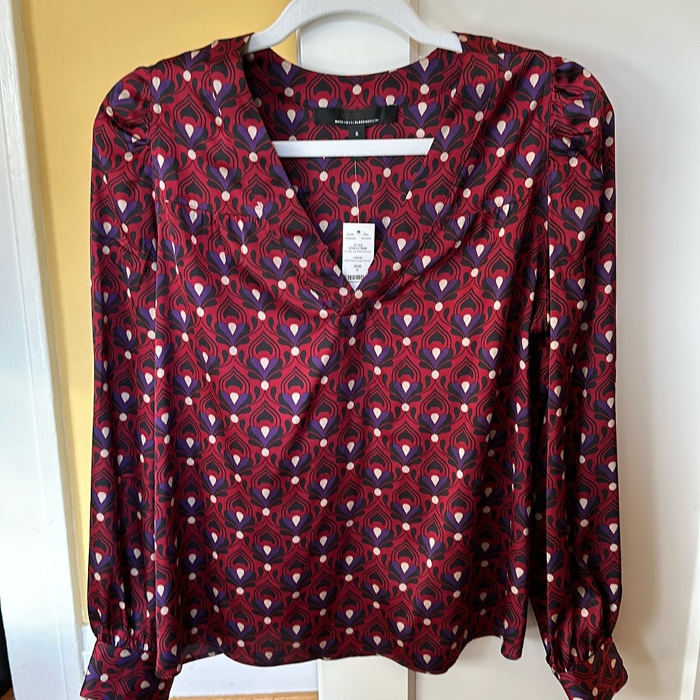 NWT - White House Black Market, long sleeve pattern blouse